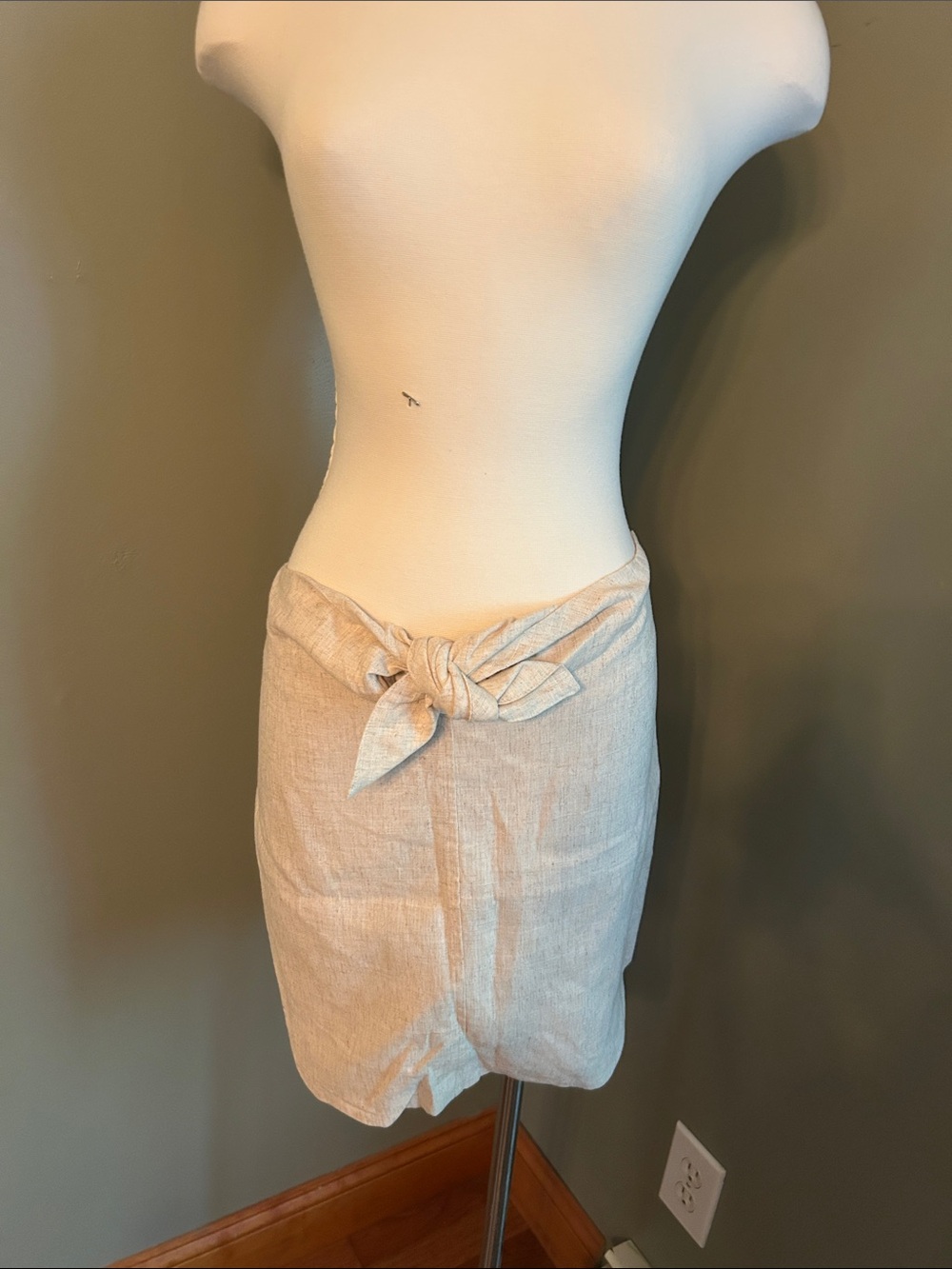 Anthropologie Neutral Linen Pencil Skirt